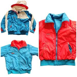 Columbia 90s retro Double layer reversible winter jacket hoodie puffer windbreak